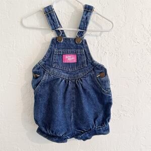 Vintage Oshkosh Denim Bubble Romper 18 Month USA Pink Label